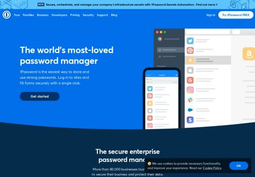 Screenshot van 1password.com