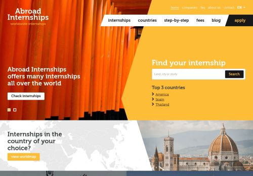 Screenshot van abroad-internships.com