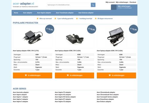 Screenshot van acer-adapter.nl