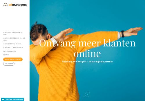 Screenshot van admanagers.nl