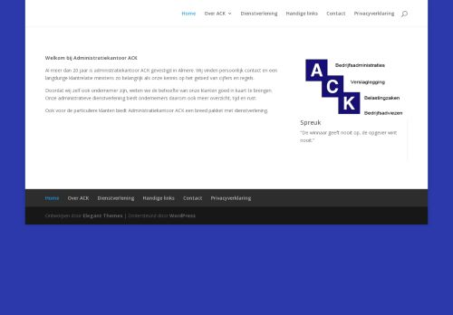 Screenshot van adminack.nl