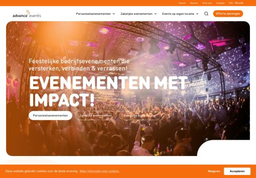 Screenshot van advance-events.nl