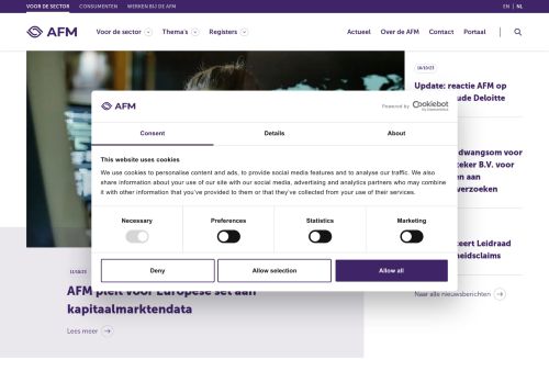 Screenshot van afm.nl
