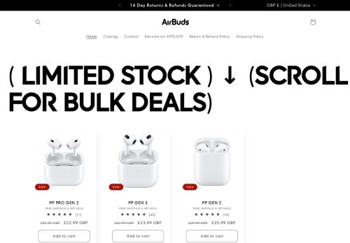 Screenshot van airbudz.shop
