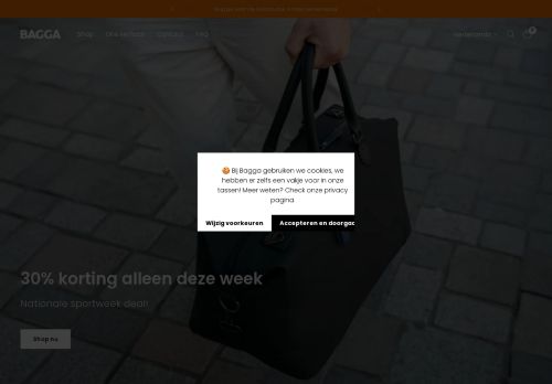 Screenshot van bagga.store