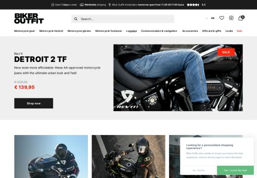 Screenshot van bikeroutfit.nl