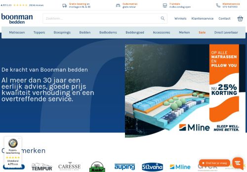 Screenshot van boonmanbedden.nl