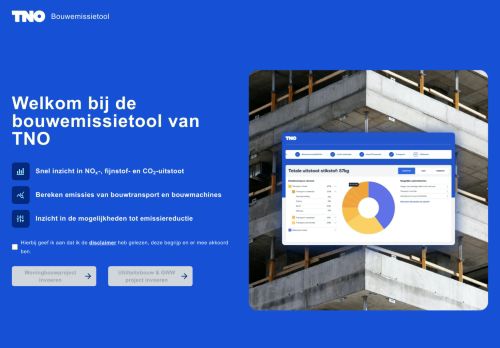 Screenshot van bouwemissies.nl