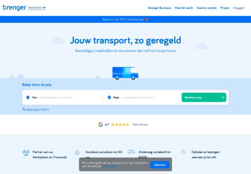 Screenshot van brenger.nl