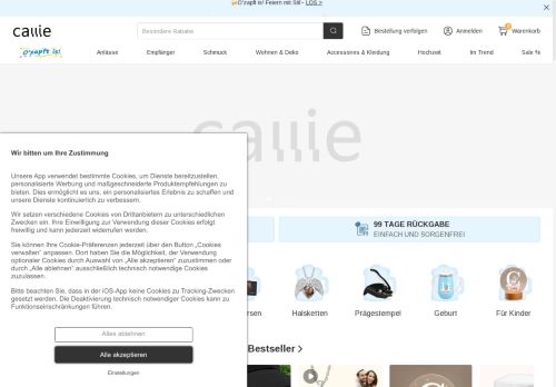 Screenshot van callie.de