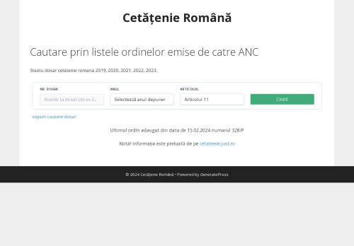 Screenshot van cetatenie.eu