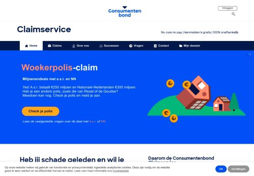 Screenshot van claimservice.nl