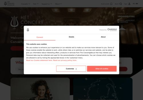 Screenshot van concertgebouw.nl