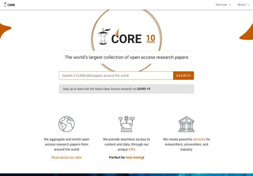 Screenshot van core.ac.uk