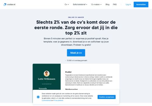 Screenshot van cvster.nl