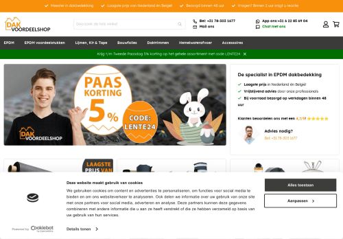 Screenshot van dakvoordeelshop.nl