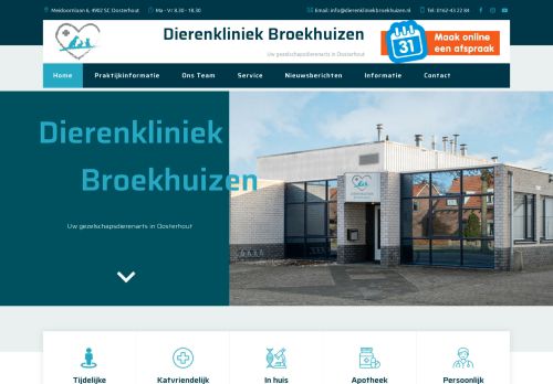 Screenshot van dierenkliniekbroekhuizen.nl