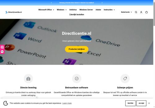 Screenshot van directlicentie.nl