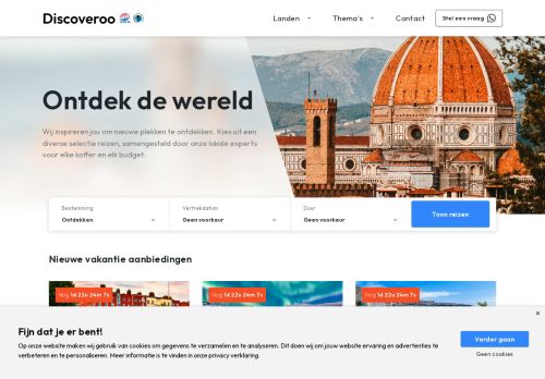 Screenshot van discoveroo.travel