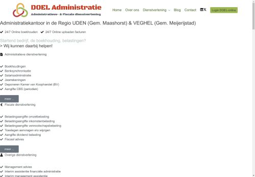 Screenshot van doel-administratie.nl