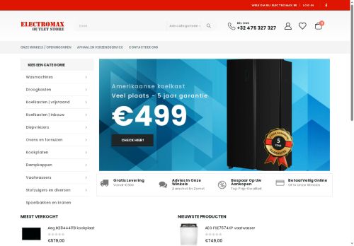 Screenshot van electromax.be