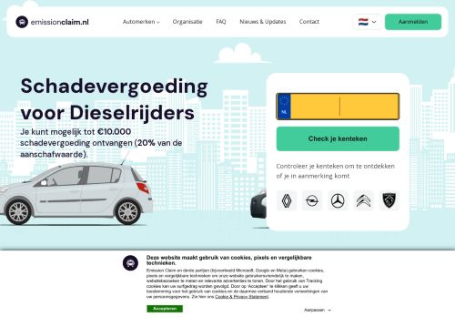 Screenshot van emissionclaim.nl