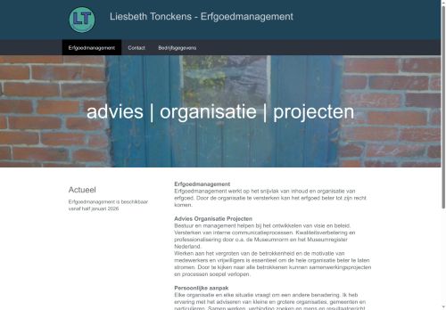 Screenshot van erfgoedmanagement.nl