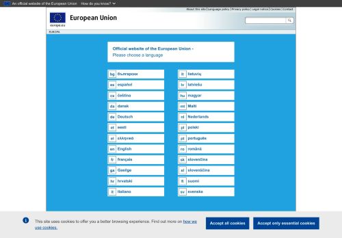 Screenshot van europa.eu