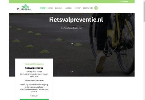 Screenshot van fietsvalpreventie.nl