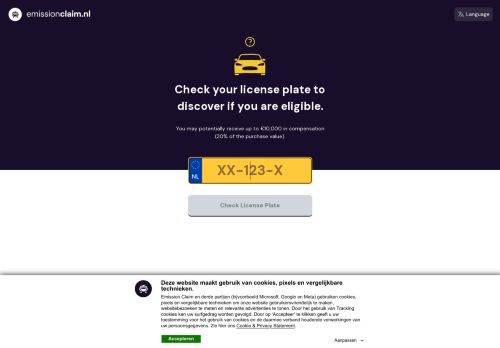 Screenshot van formulier.emissionclaim.nl
