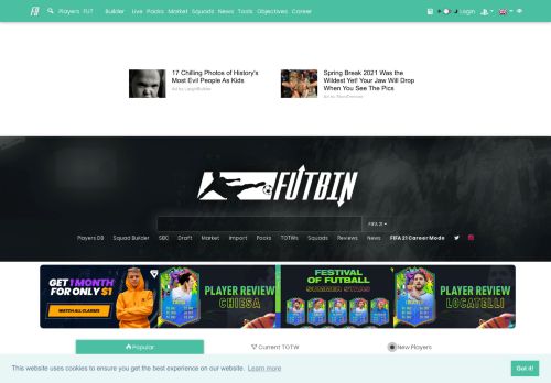 Screenshot van futbin.com