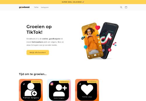 Screenshot van growboost.nl