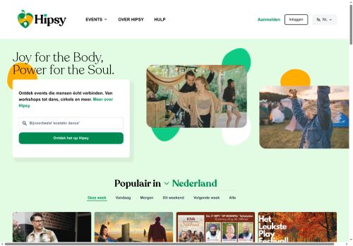 Screenshot van hipsy.nl