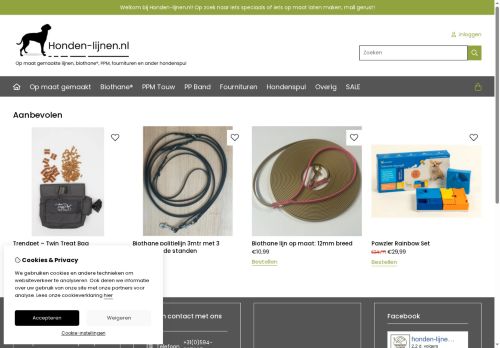 Screenshot van honden-lijnen.nl