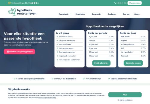 Screenshot van hypotheek-rentetarieven.nl