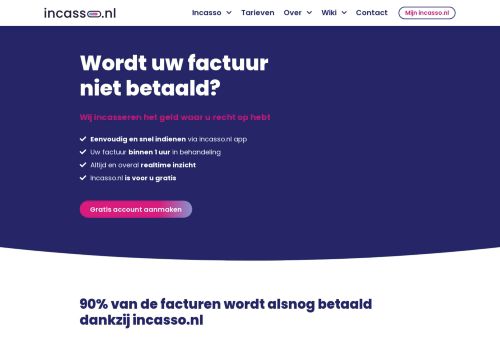 Screenshot van incasso.nl