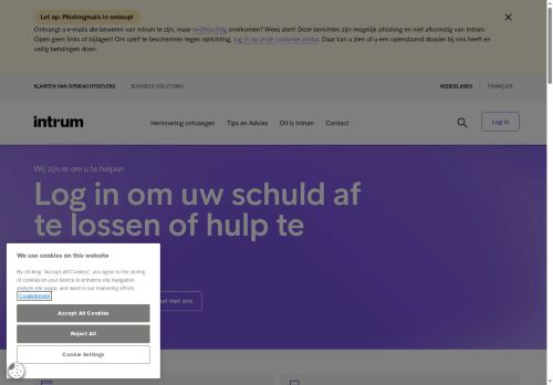 Screenshot van intrum.be
