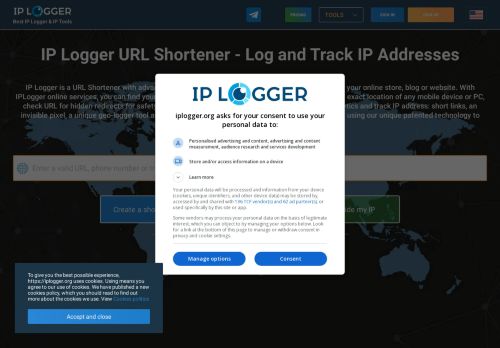 Screenshot van iplogger.org