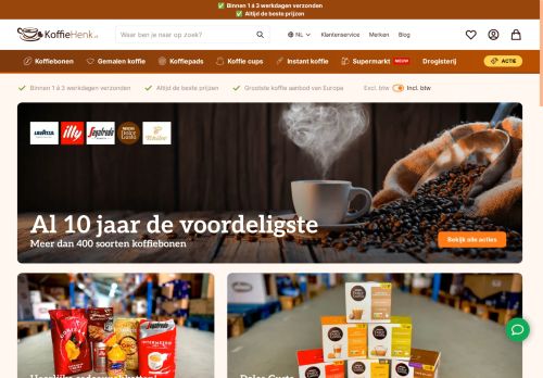 Screenshot van koffiehenk.nl