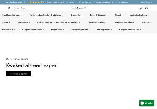 Screenshot van kweekexperts.nl