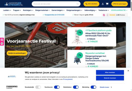 Screenshot van laddersenrolsteigers.nl