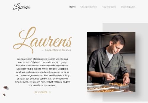 Screenshot van laurens-pralines.be