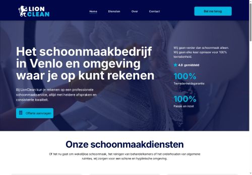 Screenshot van lionclean.nl