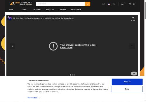 Screenshot van livecards.net