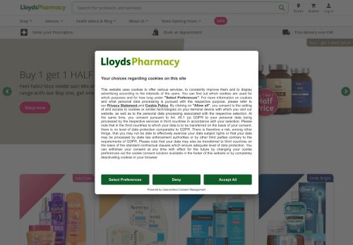 Screenshot van lloydspharmacy.ie