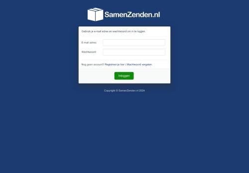 Screenshot van login.samenzenden.nl