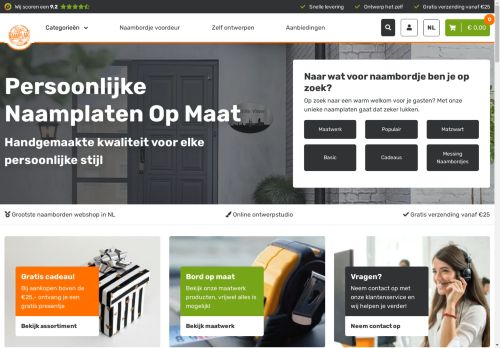 Screenshot van mijnnaamplaat.nl