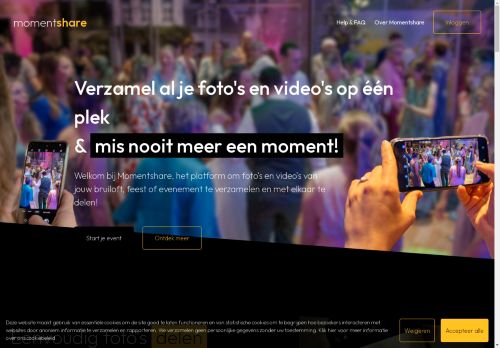 Screenshot van momentshare.io