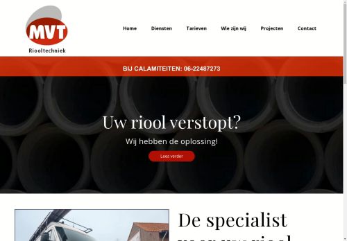 Screenshot van mvt-riooltechniek.nl