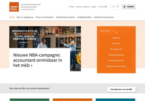 Screenshot van nba.nl
